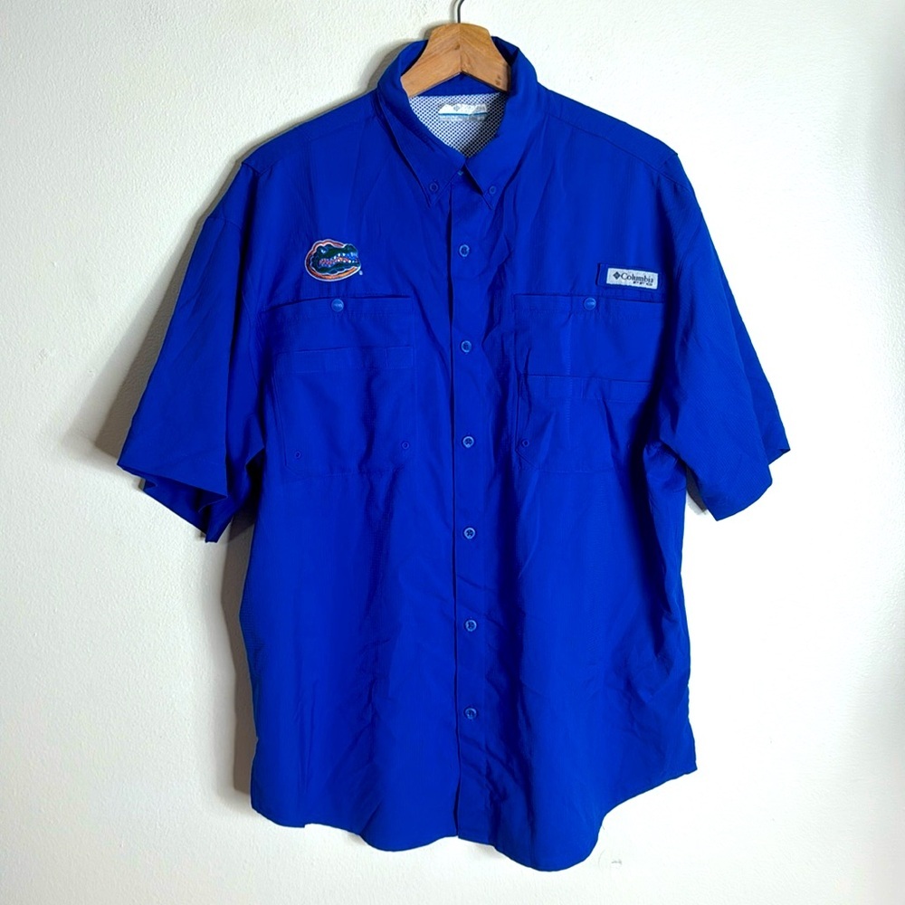 Columbia PFG gators Omni shield blue button down fishing shirt size M outdoors